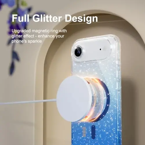 Choiche Magnetic for iPhone 17 Air Case Compatible with MagSafe, Women Cute Glitter Sparkly Phone Case with Diamond Camera Lens Protectors, Military-Grade Drop Protection 6.5
