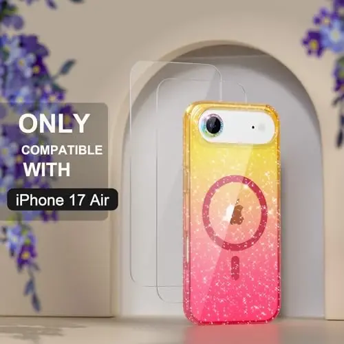 Choiche Magnetic for iPhone 17 Air Case Compatible with MagSafe, Women Cute Glitter Sparkly Phone Case with Diamond Camera Lens Protectors, Military-Grade Drop Protection 6.5