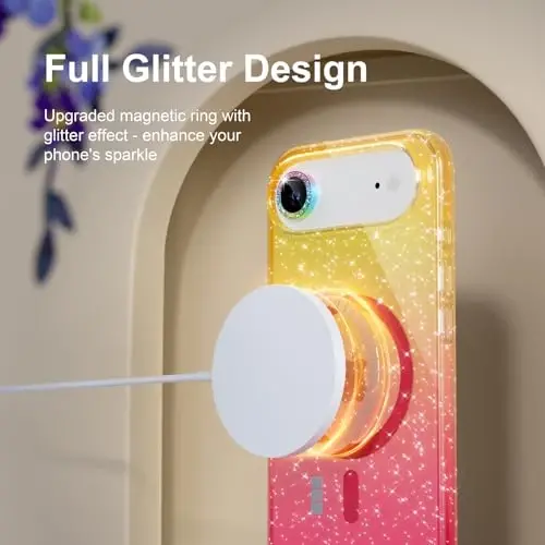 Choiche Magnetic for iPhone 17 Air Case Compatible with MagSafe, Women Cute Glitter Sparkly Phone Case with Diamond Camera Lens Protectors, Military-Grade Drop Protection 6.5