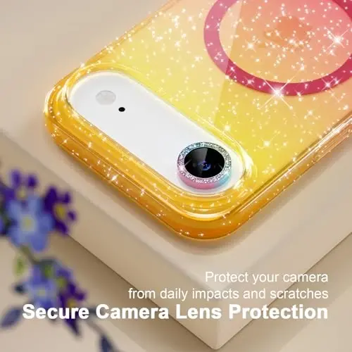 Choiche Magnetic for iPhone 17 Air Case Compatible with MagSafe, Women Cute Glitter Sparkly Phone Case with Diamond Camera Lens Protectors, Military-Grade Drop Protection 6.5
