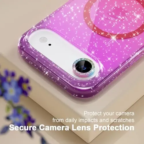 Choiche Magnetic for iPhone 17 Air Case Compatible with MagSafe, Women Cute Glitter Sparkly Phone Case with Diamond Camera Lens Protectors, Military-Grade Drop Protection 6.5