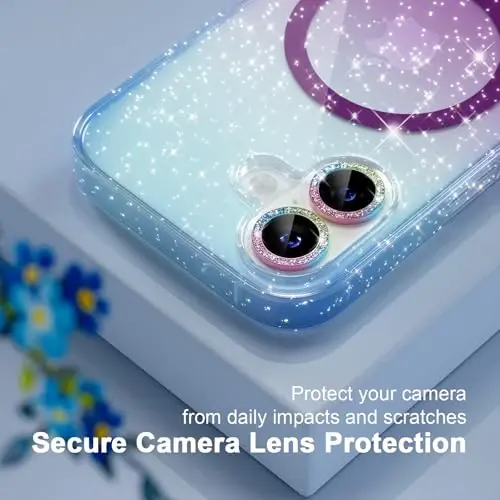 Choiche Magnetic for iPhone 17 Case Compatible with MagSafe, Women Cute Glitter Sparkly Phone Case with Diamond Camera Lens Protectors, Military-Grade Drop Protection 6.3