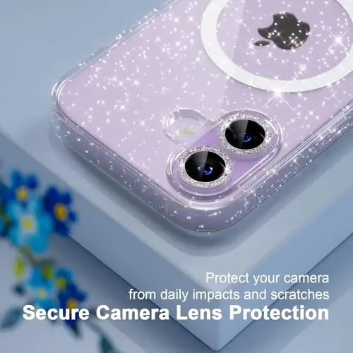 Choiche Magnetic for iPhone 17 Case Compatible with MagSafe, Women Cute Glitter Sparkly Phone Case with Diamond Camera Lens Protectors, Military-Grade Drop Protection 6.3