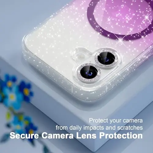 Choiche Magnetic for iPhone 17 Case Compatible with MagSafe, Women Cute Glitter Sparkly Phone Case with Diamond Camera Lens Protectors, Military-Grade Drop Protection 6.3