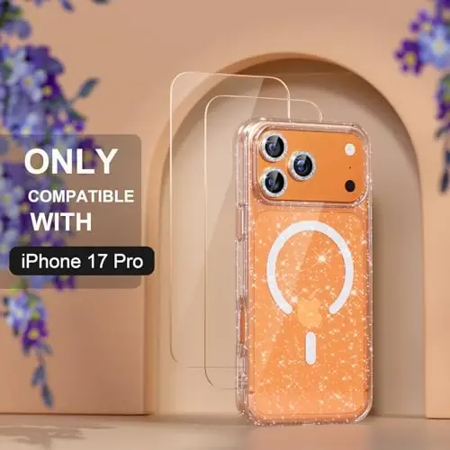 Choiche Magnetic for iPhone 17 Pro Case Compatible with MagSafe, Women Cute Glitter Sparkly Phone Case with Diamond Camera Lens Protectors, Military-Grade Drop Protection 6.3