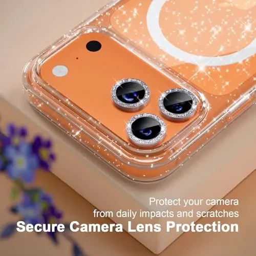 Choiche Magnetic for iPhone 17 Pro Case Compatible with MagSafe, Women Cute Glitter Sparkly Phone Case with Diamond Camera Lens Protectors, Military-Grade Drop Protection 6.3