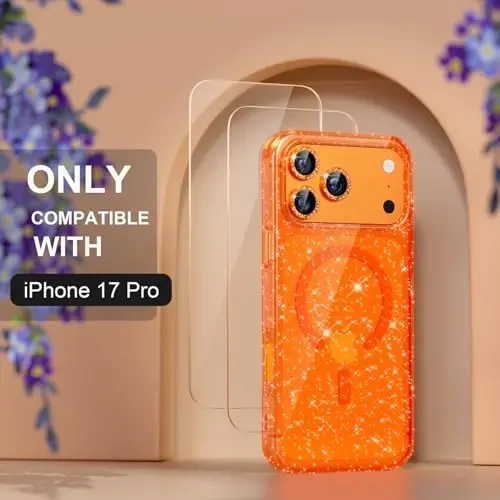 Choiche Magnetic for iPhone 17 Pro Case Compatible with MagSafe, Women Cute Glitter Sparkly Phone Case with Diamond Camera Lens Protectors, Military-Grade Drop Protection 6.3