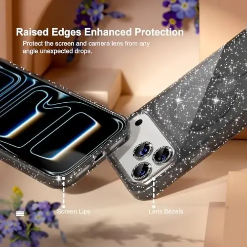 Choiche Magnetic for iPhone 17 Pro Max Case Compatible with MagSafe, Women Cute Glitter Sparkly Phone Case with Diamond Camera Lens Protectors, Military-Grade Drop Protection 6.9