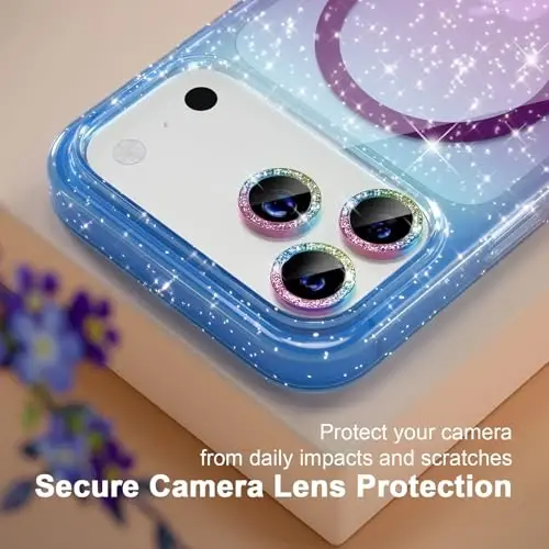 Choiche Magnetic for iPhone 17 Pro Max Case Compatible with MagSafe, Women Cute Glitter Sparkly Phone Case with Diamond Camera Lens Protectors, Military-Grade Drop Protection 6.9