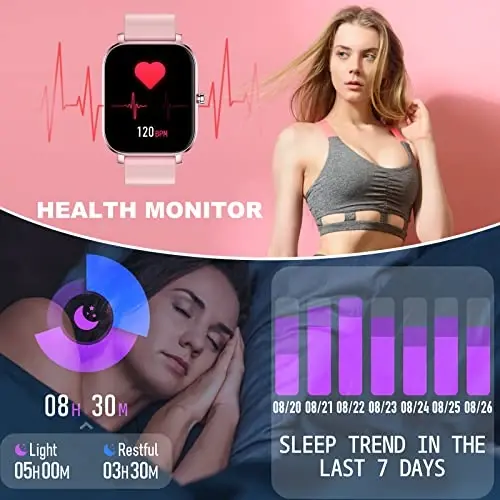 Choiknbo Ayollar uchun Smart Soat Android/iOS Telefonlar uchun Fitness Tracker Soati, Yurak urishi/Uyqu Monitori, Qadam Hisoblagichi, Suv o'tkazmaydigan Smart Soatlar bilan faoliyat kuzatuvchilari va Smartwatchlar - 5
