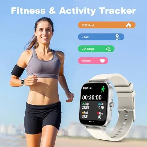 Choiknbo Smart Fitness Tracker Watch with Heart Rate Monitor, Activity Tracker with Pedometer, Sleep Monitor, Calories & Step Counter, Waterproof Smart Watch for Women Men Fitness Watch for Sports - 2