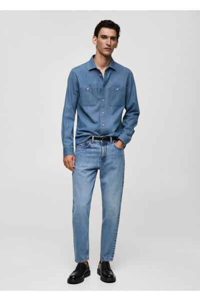 Chokli Regulyar Kesimli Denim Ko'ylak Uzunligi - MANGO MAN (1)