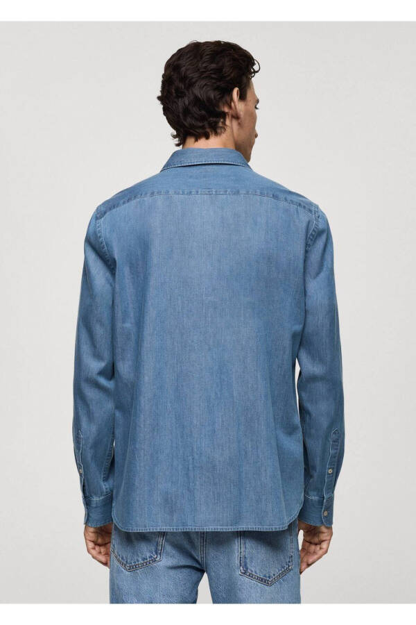 Chokli Regulyar Kesimli Denim Ko'ylak Uzunligi - 4