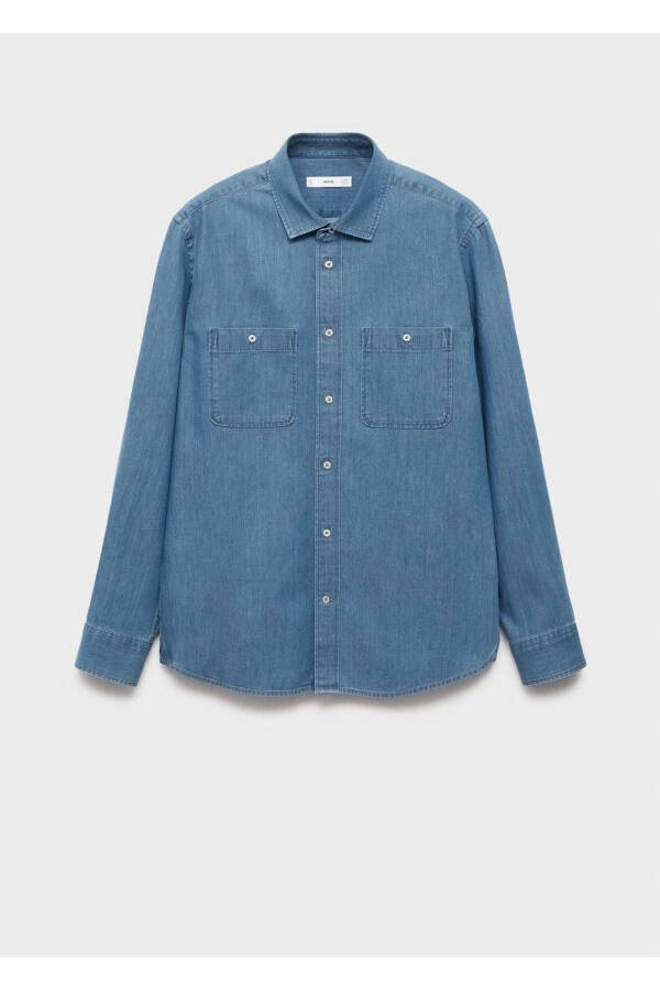 Chokli Regulyar Kesimli Denim Ko'ylak Uzunligi - 3
