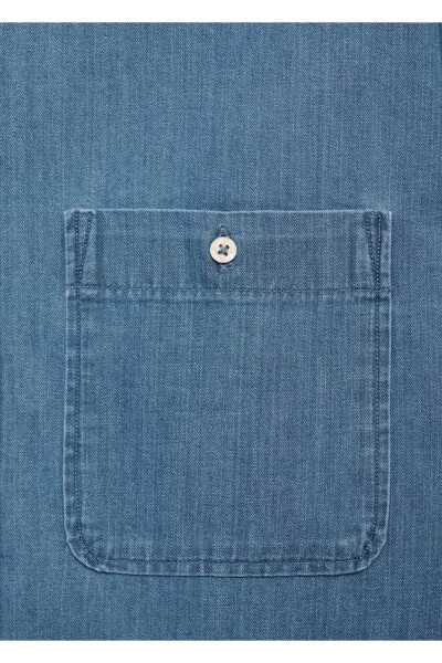 Chokli Regulyar Kesimli Denim Ko'ylak Uzunligi - 5