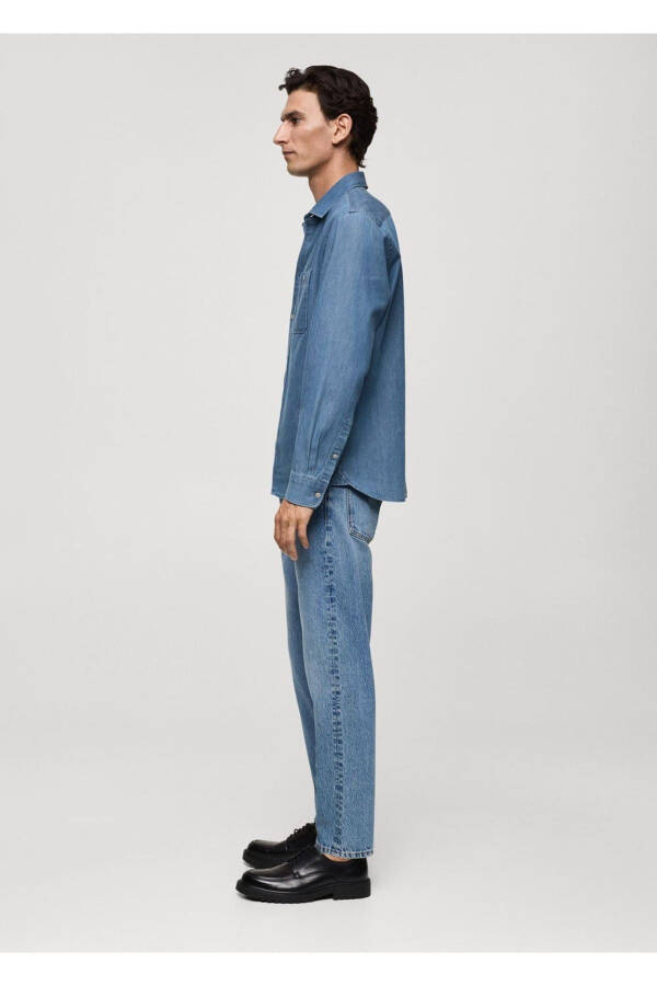 Chokli Regulyar Kesimli Denim Ko'ylak Uzunligi - 6