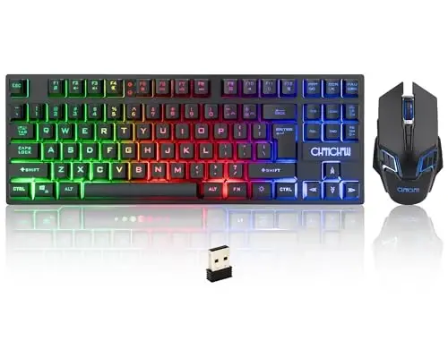 CHONCHOW Wireless Gaming Keyboard and Mouse Combo, Rechargeable 87 Key LED Light Up Keyboard Ergonomic Gaming Mouse, Backlit Wireless Mouse and Keyboard for Xbox PS4 PS4 PC Laptop - CHONCHOW