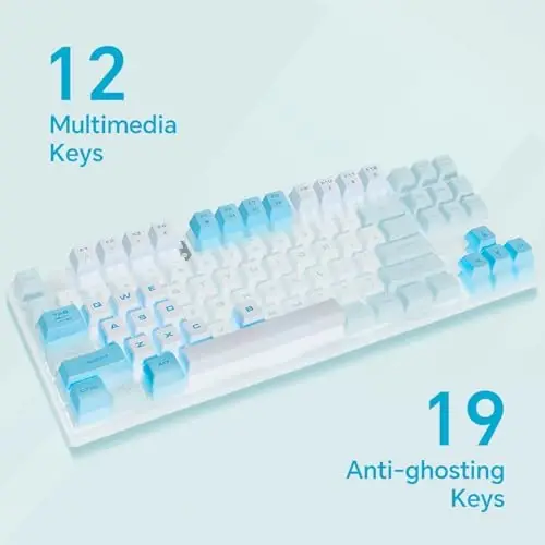 CHONCHOW Blue Keyboard and Mouse Combo, 87 Keys TKL USB Wired LED Light Up Backlit Keyboard, 800-3200 DPI RGB Mouse, Blue Mouse and Keyboard Combo for PS4 PS5 PC Laptop Mac Computers - 3