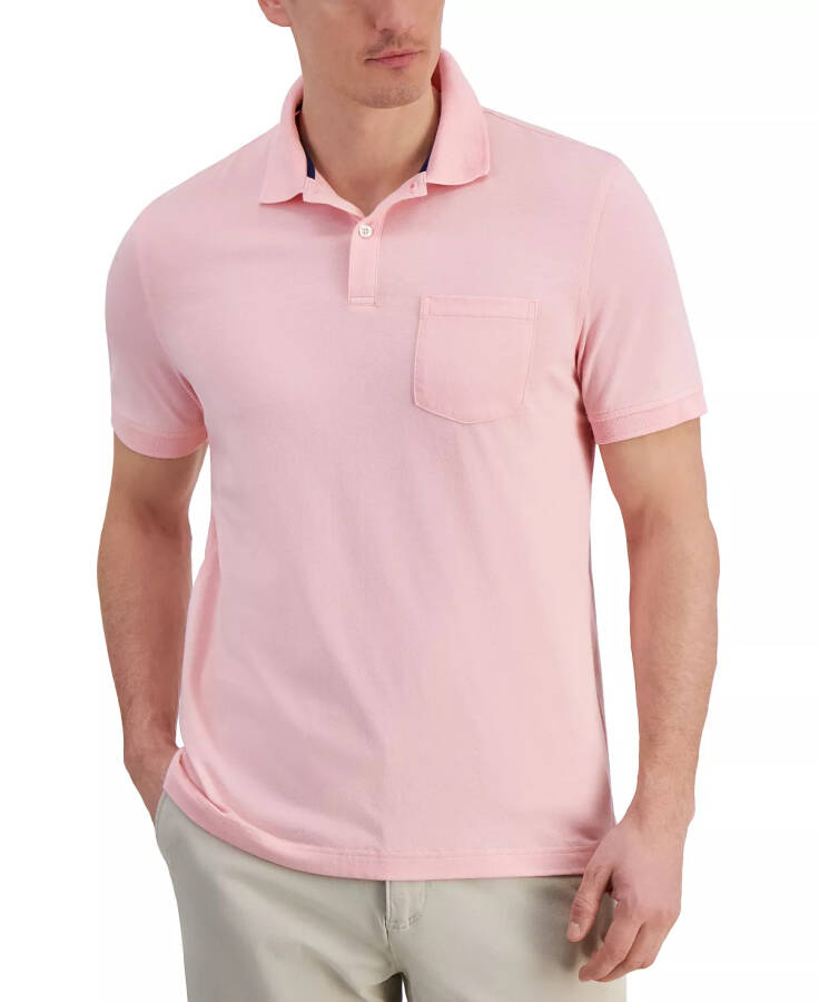 Cho'ntagi cho'ntakli erkaklar uchun oddiy jersey polo, Modazone Pink Streak uchun yaratilgan - 1