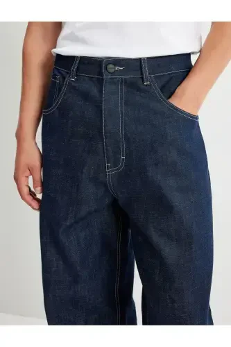 Cho'ntakli batafsil paxtalik keng super baggy jinsi shim - 6