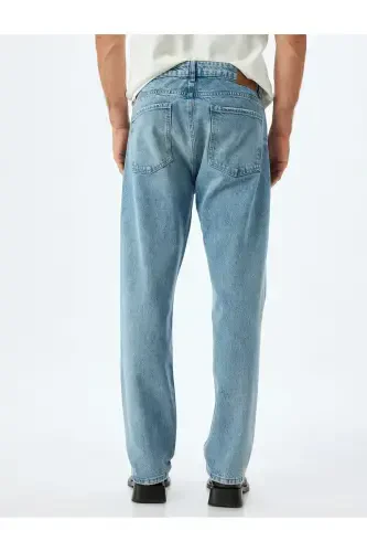 Cho'ntakli batafsil paxtalik vintage to'g'ri jinsi shim - 4