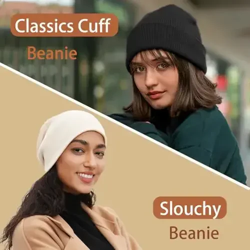 choshion 100% Cotton Beanie Hats for Women Men Winter Soft Warm Knit Cuffed Hats Fisherman Beanie Skull Cap Unisex - 4
