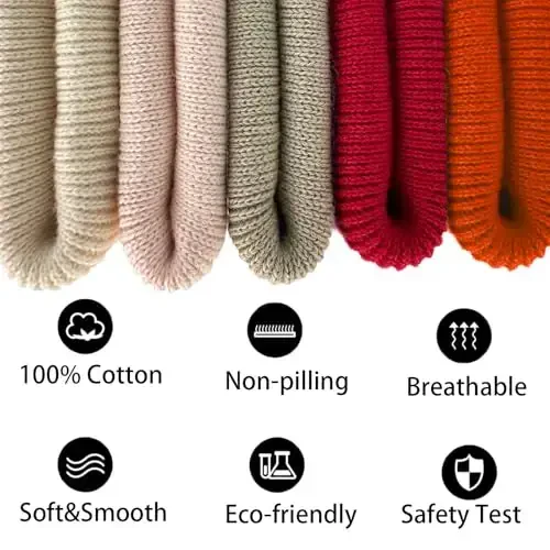 choshion 100% Cotton Beanie Hats for Women Men Winter Soft Warm Knit Cuffed Hats Fisherman Beanie Skull Cap Unisex - 6