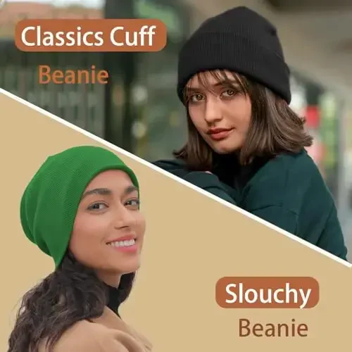 choshion 100% Cotton Beanie Hats for Women Men Winter Soft Warm Knit Cuffed Hats Fisherman Beanie Skull Cap Unisex - 3