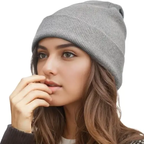 choshion 100% Cotton Beanie Hats for Women Men Winter Soft Warm Knit Cuffed Hats Fisherman Beanie Skull Cap Unisex 
