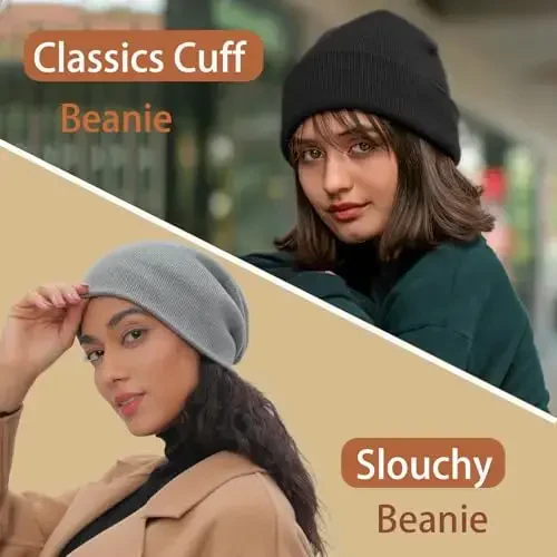 choshion 100% Cotton Beanie Hats for Women Men Winter Soft Warm Knit Cuffed Hats Fisherman Beanie Skull Cap Unisex - 3