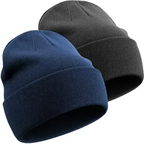 choshion 100% Cotton Beanie Hats for Women Men Winter Soft Warm Knit Cuffed Hats Fisherman Beanie Skull Cap Unisex 