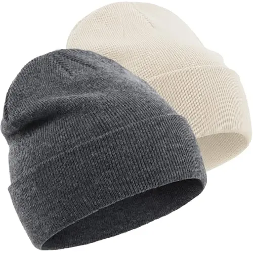 choshion 100% Cotton Beanie Hats for Women Men Winter Soft Warm Knit Cuffed Hats Fisherman Beanie Skull Cap Unisex 