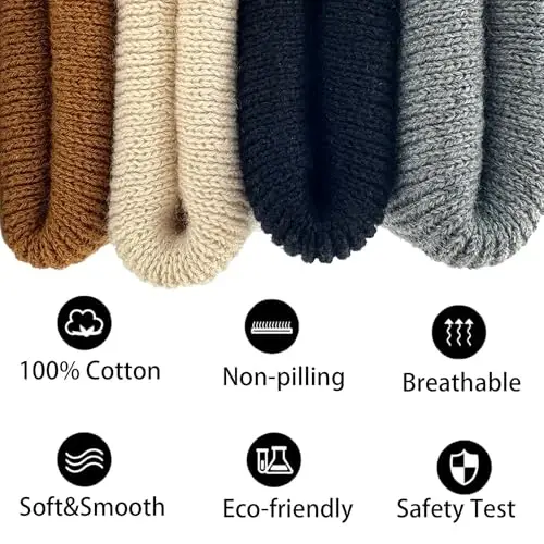 choshion 100% Cotton Beanie Hats for Women Men Winter Soft Warm Knit Cuffed Hats Fisherman Beanie Skull Cap Unisex - 6