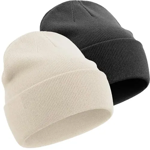 choshion 100% Cotton Beanie Hats for Women Men Winter Soft Warm Knit Cuffed Hats Fisherman Beanie Skull Cap Unisex 