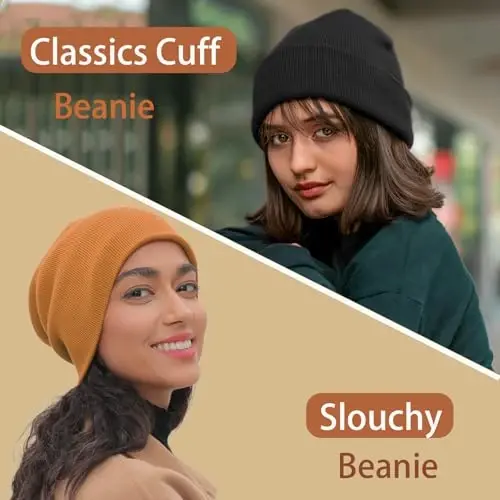 choshion 100% Cotton Beanie Hats for Women Men Winter Soft Warm Knit Cuffed Hats Fisherman Beanie Skull Cap Unisex - 3