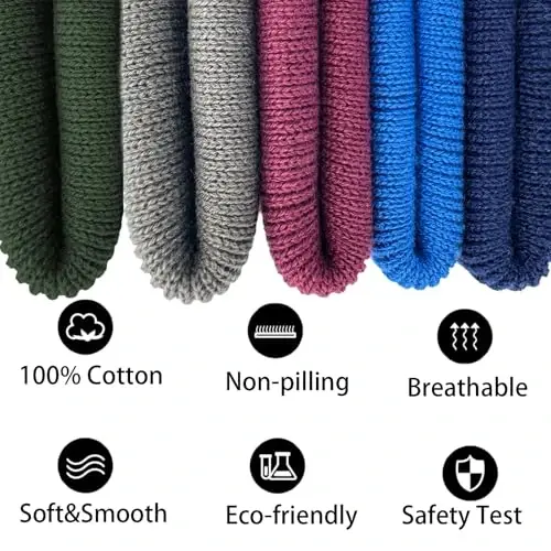 choshion 100% Cotton Beanie Hats for Women Men Winter Soft Warm Knit Cuffed Hats Fisherman Beanie Skull Cap Unisex - 6