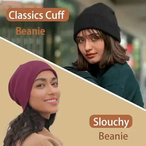 choshion 100% Cotton Beanie Hats for Women Men Winter Soft Warm Knit Cuffed Hats Fisherman Beanie Skull Cap Unisex - 3