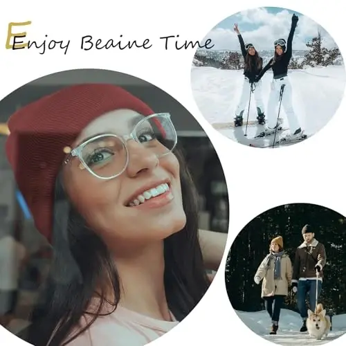 choshion 100% Cotton Beanie Hats for Women Men Winter Soft Warm Knit Cuffed Hats Fisherman Beanie Skull Cap Unisex - 4