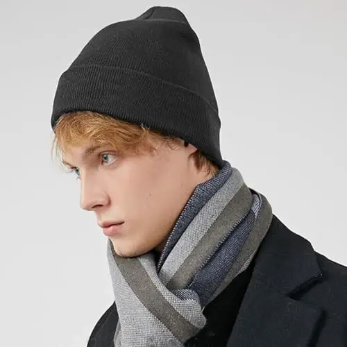 choshion 100% Cotton Beanie Hats for Women Men Winter Soft Warm Knit Cuffed Hats Fisherman Beanie Skull Cap Unisex - 5