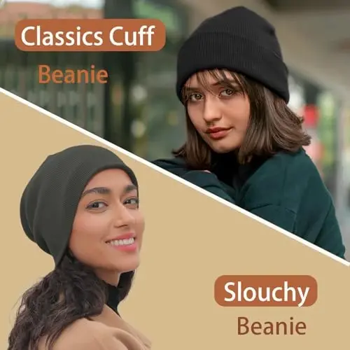choshion 100% Cotton Beanie Hats for Women Men Winter Soft Warm Knit Cuffed Hats Fisherman Beanie Skull Cap Unisex - 3