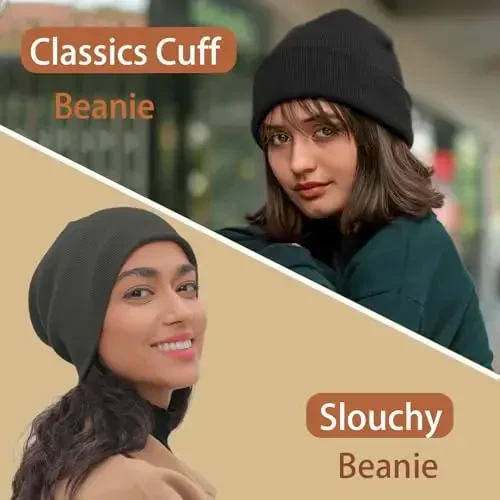choshion 100% Cotton Beanie Hats for Women Men Winter Soft Warm Knit Cuffed Hats Fisherman Beanie Skull Cap Unisex - 3