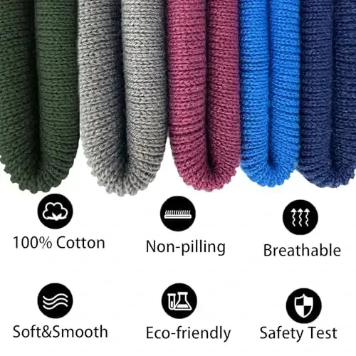 choshion 100% Cotton Beanie Hats for Women Men Winter Soft Warm Knit Cuffed Hats Fisherman Beanie Skull Cap Unisex - 6