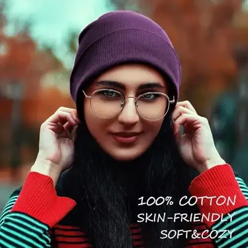 choshion 100% Cotton Beanie Hats for Women Men Winter Soft Warm Knit Cuffed Hats Fisherman Beanie Skull Cap Unisex - 4