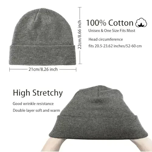 choshion 100% Cotton Beanie Hats for Women Men Winter Soft Warm Knit Cuffed Hats Fisherman Beanie Skull Cap Unisex - CHOSHION (1)