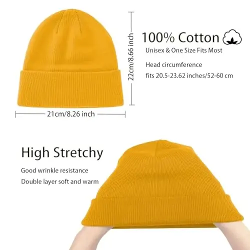 choshion 100% Cotton Beanie Hats for Women Men Winter Soft Warm Knit Cuffed Hats Fisherman Beanie Skull Cap Unisex - 2