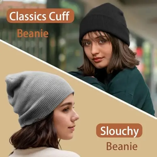 choshion 100% Cotton Beanie Hats for Women Men Winter Soft Warm Knit Cuffed Hats Fisherman Beanie Skull Cap Unisex - 3