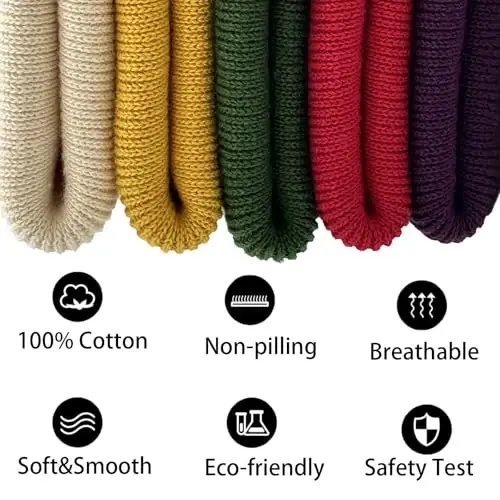choshion 100% Cotton Beanie Hats for Women Men Winter Soft Warm Knit Cuffed Hats Fisherman Beanie Skull Cap Unisex - 6