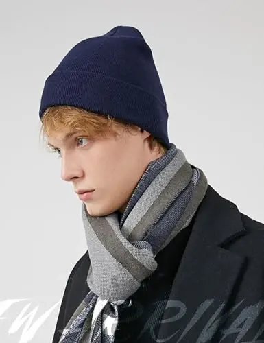 choshion 100% Cotton Beanie Hats for Women Men Winter Soft Warm Knit Cuffed Hats Fisherman Beanie Skull Cap Unisex - 4