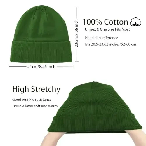 choshion 100% Cotton Beanie Hats for Women Men Winter Soft Warm Knit Cuffed Hats Fisherman Beanie Skull Cap Unisex - CHOSHION (1)