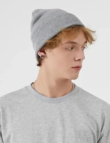 choshion 100% Cotton Beanie Hats for Women Men Winter Soft Warm Knit Cuffed Hats Fisherman Beanie Skull Cap Unisex - 4